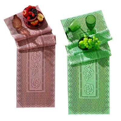 Trilho Para Mesa Interlar Renda 100% Poliéster Color 40cm X 150cm ( 02 Unidades )rose E Pistache
