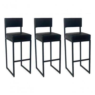 Kit 3 Banqueta Banco Estilo Industrial Para Balcão Moderna Preto
