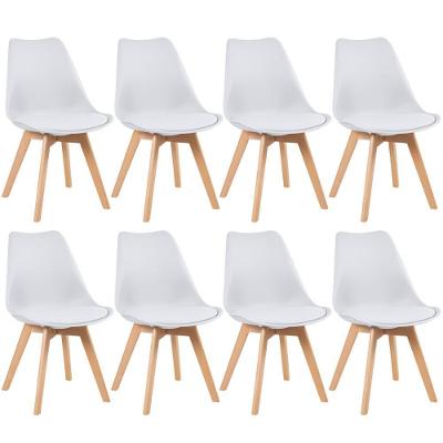 Kit 8 Cadeiras Com Assento Estofado Leda Branco