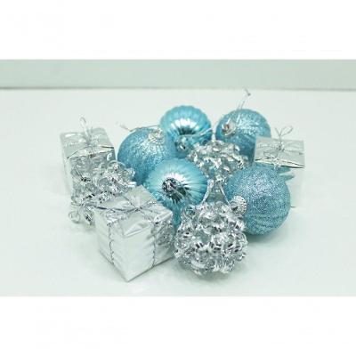 Kit 44 Peças Enfeite Tubo Natalino árvore De Natal Azul 5cm