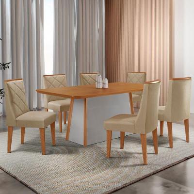 Mesa De Jantar Diane 180cm Tampo Mdf Lam 6 Cadeiras Isadora Moderna Turim 07 Naturale Off White