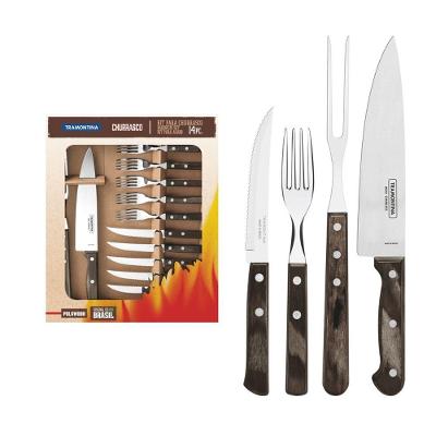 Kit Churrasco 14 Peças Inox/Castanho Polywood Tramontina