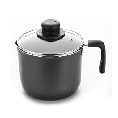 Leiteira Gourmet Preta 14 Cm 1,6 L Em Alumínio Com Revestimento Interno Antiaderente Multiflon