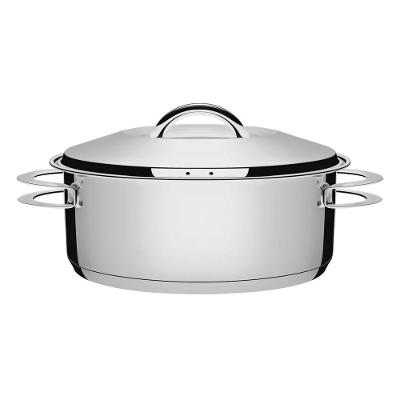 Caçarola Tramontina Solar Rasa Em Aço Inox Fundo Triplo Com Tampa E Alças 28 Cm 7,1 L