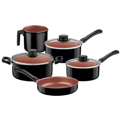 Jogo De Panelas Tramontina Caribe 5 Peças Preto Starflon Max