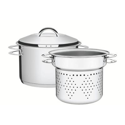 Jogo Cozi-Pasta Tramontina Solar Em Aço Inox Fundo Triplo Com Alças 2 Peças 24 Cm