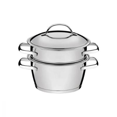 Cuscuzeira Tramontina Allegra 16Cm Inox Fundo Triplo 2 Peças