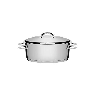 Caçarola Tramontina Solar Rasa Em Aço Inox Fundo Triplo Com Tampa E Alças 20 Cm 2,9 L