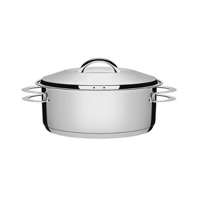 Caçarola Tramontina Solar Rasa Em Aço Inox Fundo Triplo Com Tampa E Alças 24 Cm 4,7 L