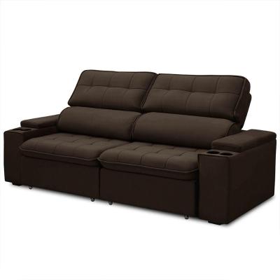 Sofá Retrátil Reclinável 3 Lugares 210Cm Ginevra F05 Veludo Azul - Mpozenato