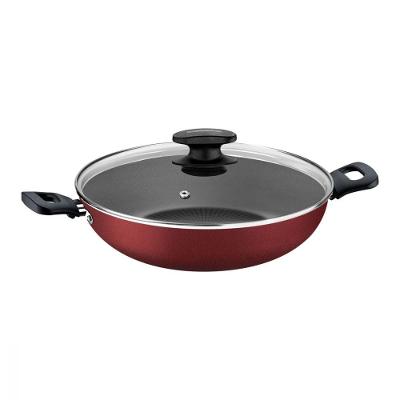 Wok Tramontina Loreto Antiaderente Tampa de Vidro Vermelha