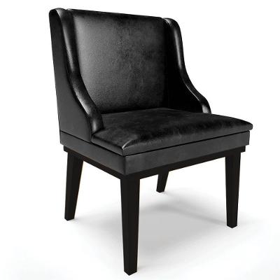 Cadeira Estofada Para Sala De Jantar Base Fixa De Madeira Preto Lia Sintético Premium Preto
