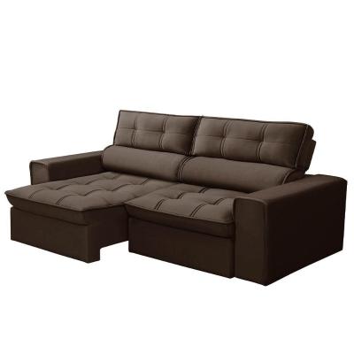 Sofá Retrátil Reclinável 3 Lugares 240Cm Blanches F05 Veludo Marrom