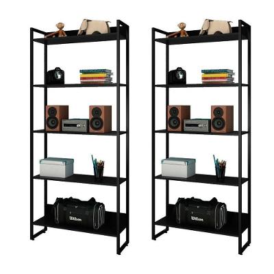 Kit 2 Estantes Livreiro Studio Industrial Preto Mpozenato