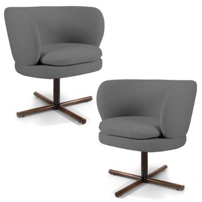 02 Poltronas Melissa Xis C-416 Linho Cinza Escuro