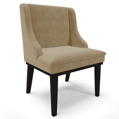Cadeira Estofada Para Sala De Jantar Base Fixa De Madeira Preto Lia Suede Marrom Rt
