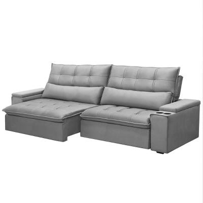Sofá Retrátil Reclinável 3 Lugares 250Cm Moritz F05 Veludo Prata