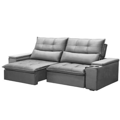 Sofá Retrátil Reclinável 3 Lugares 230Cm Moritz F05 Veludo Prata