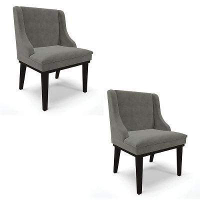 Kit 2 Cadeiras Estofadas Para Sala De Jantar Base Fixa De Madeira Preto Lia Suede Grafite - Ibiza