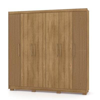 Guarda Roupa Casal 6 Portas 6 Gavetas 223Cm Luko V02 Nature/Brisa - Mpozenato
