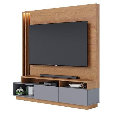 Estante Home Theater Para Tv 75 Pol. Com Led 180Cm Maitê C05 Freijó/Cinza Fosco - Mpozenato