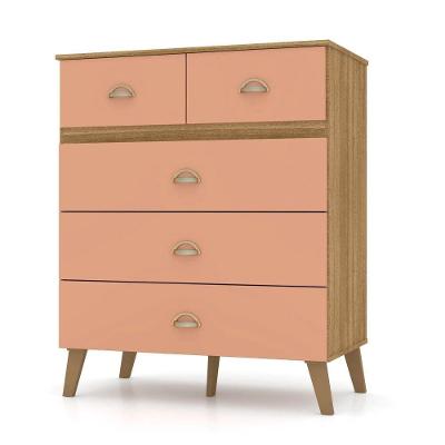 Cômoda 5 Gavetas Estilo Retrô 91Cm Ziza V02 Nature/Camarim - Mpozenato