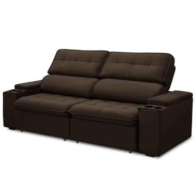Sofá Retrátil Reclinável 3 Lugares 250Cm Ginevra F05 Veludo Marrom