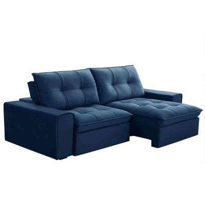 Sofá Retrátil Reclinável 3 Lugares 230Cm Argon F05 Veludo Azul