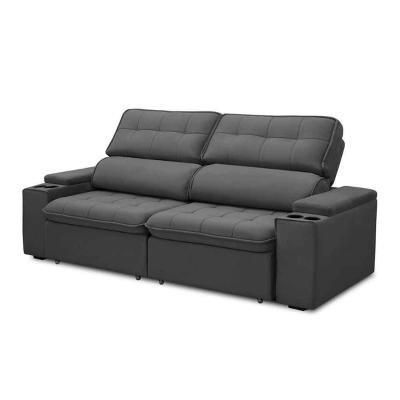 Sofá Retrátil Reclinável 3 Lugares 250Cm Ginevra F05 Veludo Grafite