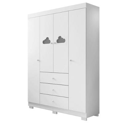 Guarda Roupa Infantil 4 Portas 3 Gavetas Amora P04 Branco - Mpozenato