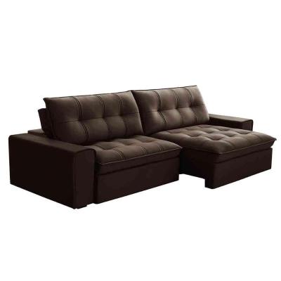 Sofá Retrátil Reclinável 3 Lugares 250Cm Argon F05 Veludo Marrom
