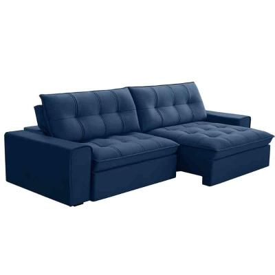 Sofá Retrátil Reclinável 3 Lugares 250Cm Argon F05 Veludo Azul