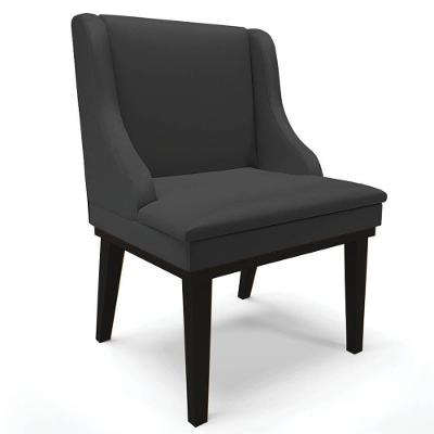 Cadeira Estofada Para Sala De Jantar Base Fixa De Madeira Preto Lia Sintético Preto