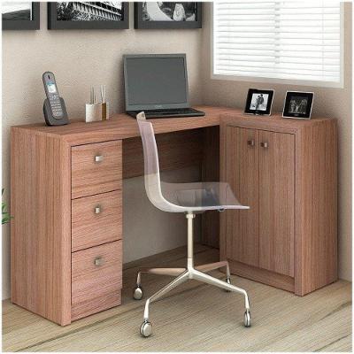 Mesa para Home Office com Gavetas e 02 Portas - amêndoa