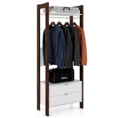 Guarda Roupa Solteiro Closet Branco/Nogal Tecno Mobili