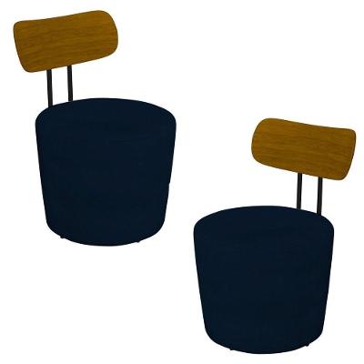 Kit 2 Poltronas 53cm Le Moon M22 Veludo Azul Marinho
