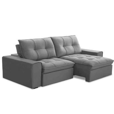 Sofá Retrátil Reclinável 3 Lugares 230Cm Argon F05 Veludo Prata