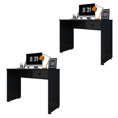 Kit 2 Escrivaninhas 101cm Dubai L03 Preto Mpozenato