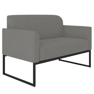 Poltrona Namoradeira 2 Lugares Preta S08 Suede Grafite