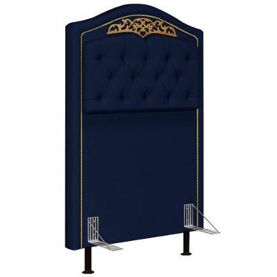 Cabeceira Cama Box Solteiro 90Cm Suede Azul