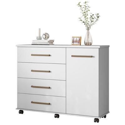 Cômoda Para Quarto 1 Porta 4 Gavetas Flora D02 Branco