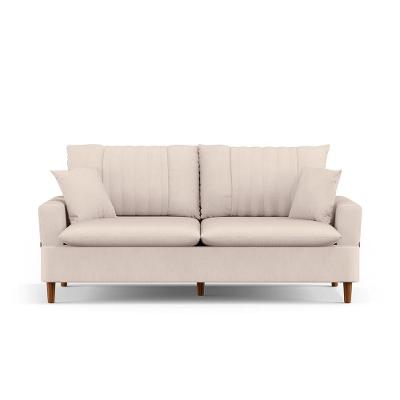 Sofá 3 Lugares 200cm Com Almofadas Veras D05 Suede Bege Claro