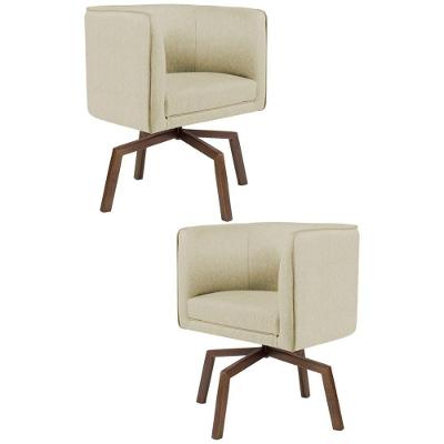 2 Poltronas Ka Madeira Betina C129 Linho Bege