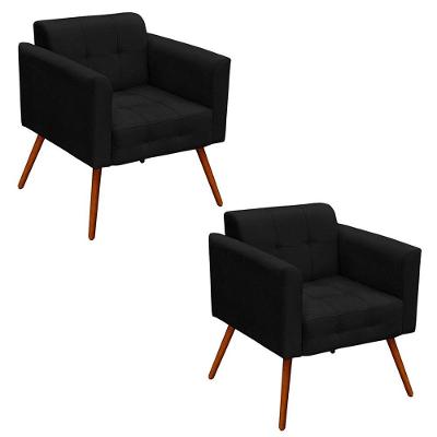Kit 2 Poltronas Decorativas Sala De Estar Ana Preto