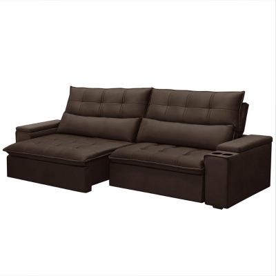 Sofá Retrátil Reclinável 3 Lugares 250Cm Moritz F05 Veludo Marrom