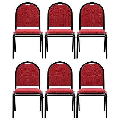 Kit 6 Cadeiras Hoteleiras Auditório Empilhável Linho M23 Vermelho - Mpozenato
