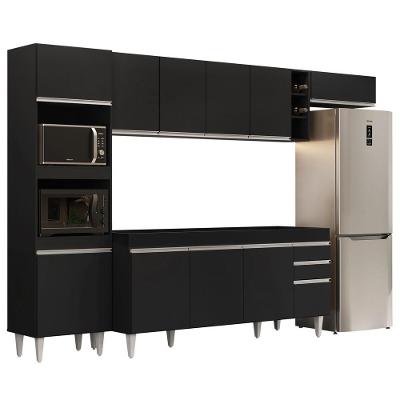 Armário De Cozinha Modulada 5 Peças Cp16 Balcão Sem Tampo Preto - Lumil