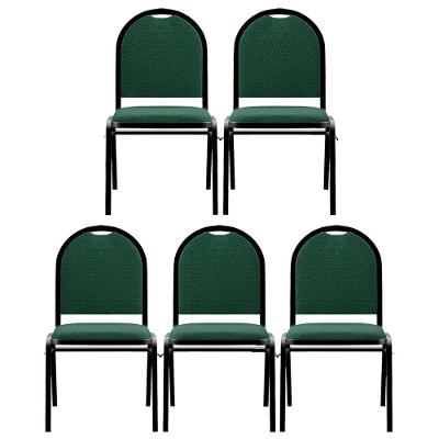 Kit 5 Cadeiras Hoteleiras Auditório Empilhável Linho M23 Verde - Mpozenato