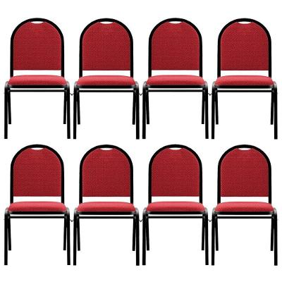 Kit 8 Cadeiras Hoteleiras Auditório Empilhável Linho M23 Vermelho - Mpozenato