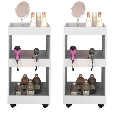 Kit 2 Armários para Salão Barbearia com Rodízios Seul branco